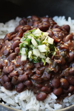 This is a delicious black bean recipe from my Brazilian/Argentinian cousin, Katia. She makes the best black beans, the recipe handed down to her from her father, another great cook. Black beans are loaded with fiber. Try this over white rice with chimichurri sauce, for wonderful fusion of flavors from Argentina and Brazil.