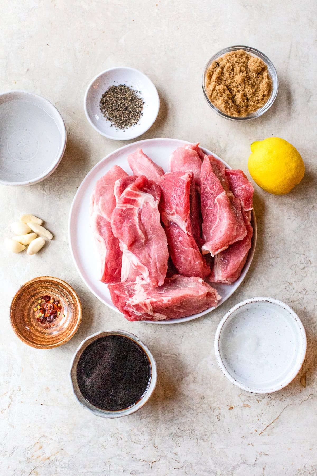 BBQ Pork ingredients with 7 up