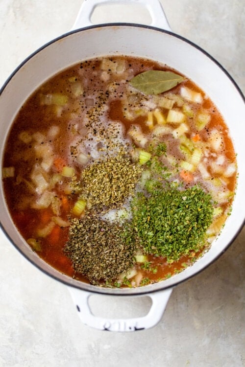 a pot of Pasta Fagioli