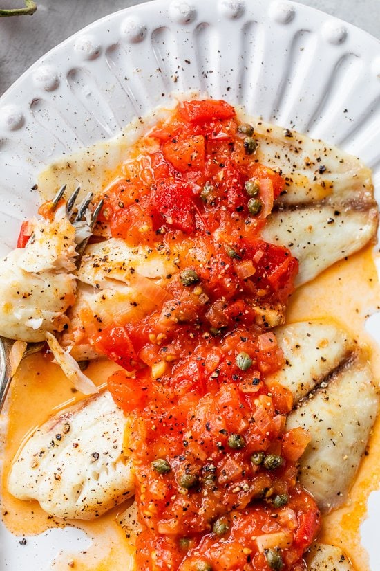 Broiled Fish with Tomato Caper Sauce