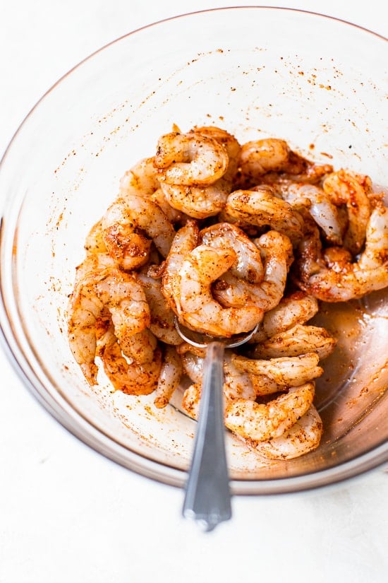 Seasoned shrimp for spicy fried rice.