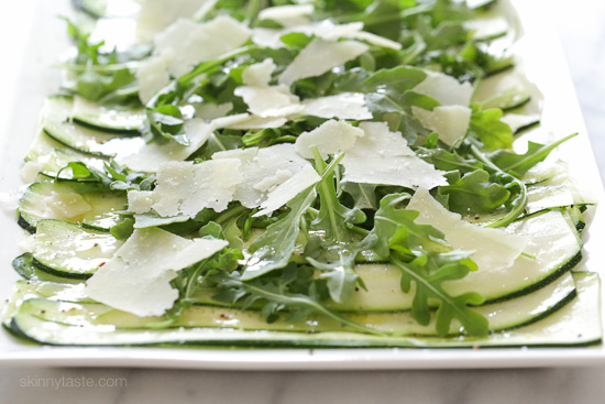 This light 5-ingredient zucchini carpaccio salad is this perfect summer side dish. You can serve this as an appetizer, side dish or even as a light lunch for 2.