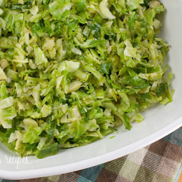 I was never a big fan of brussels sprouts until I tasted my friend Nicole's sautéed recipe. She shreds them first and then sautés them in garlic and oil which really allows the seasoning to flavor every bite. This would make a nice Thanksgiving side dish.