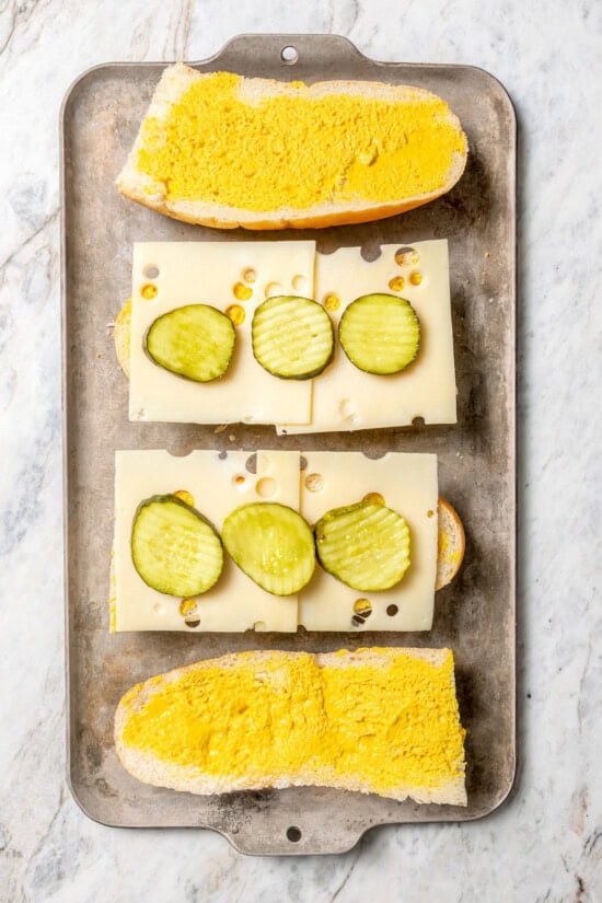 This turkey Cuban sandwich is an easy way to put those Thanksgiving leftovers to use, and my lightened up recipe won’t weigh you down either! Pickles and cheese layered onto Cuban sandwiches