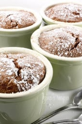 These chocolate banana soufflés are light and fluffy and made using mostly egg whites and no flour, which is great if you are on a low carb, or gluten free diet.