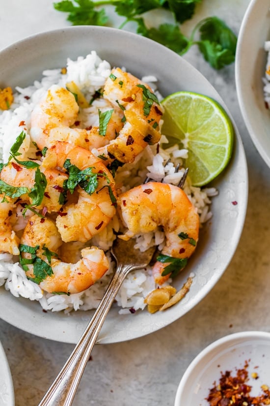 Garlic Shrimp over rice