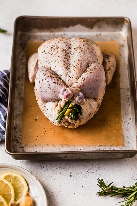 Juicy, tender roasted chicken seasoned with lemon and rosemary, always a winner in my house!