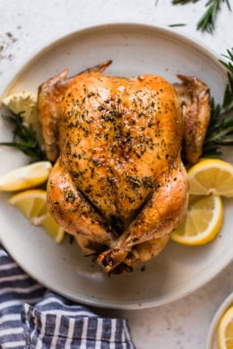 Juicy, tender roasted chicken seasoned with lemon and rosemary, always a winner in my house!