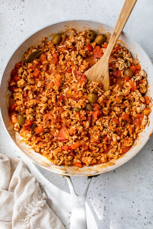 cooked picadillo in a skillet