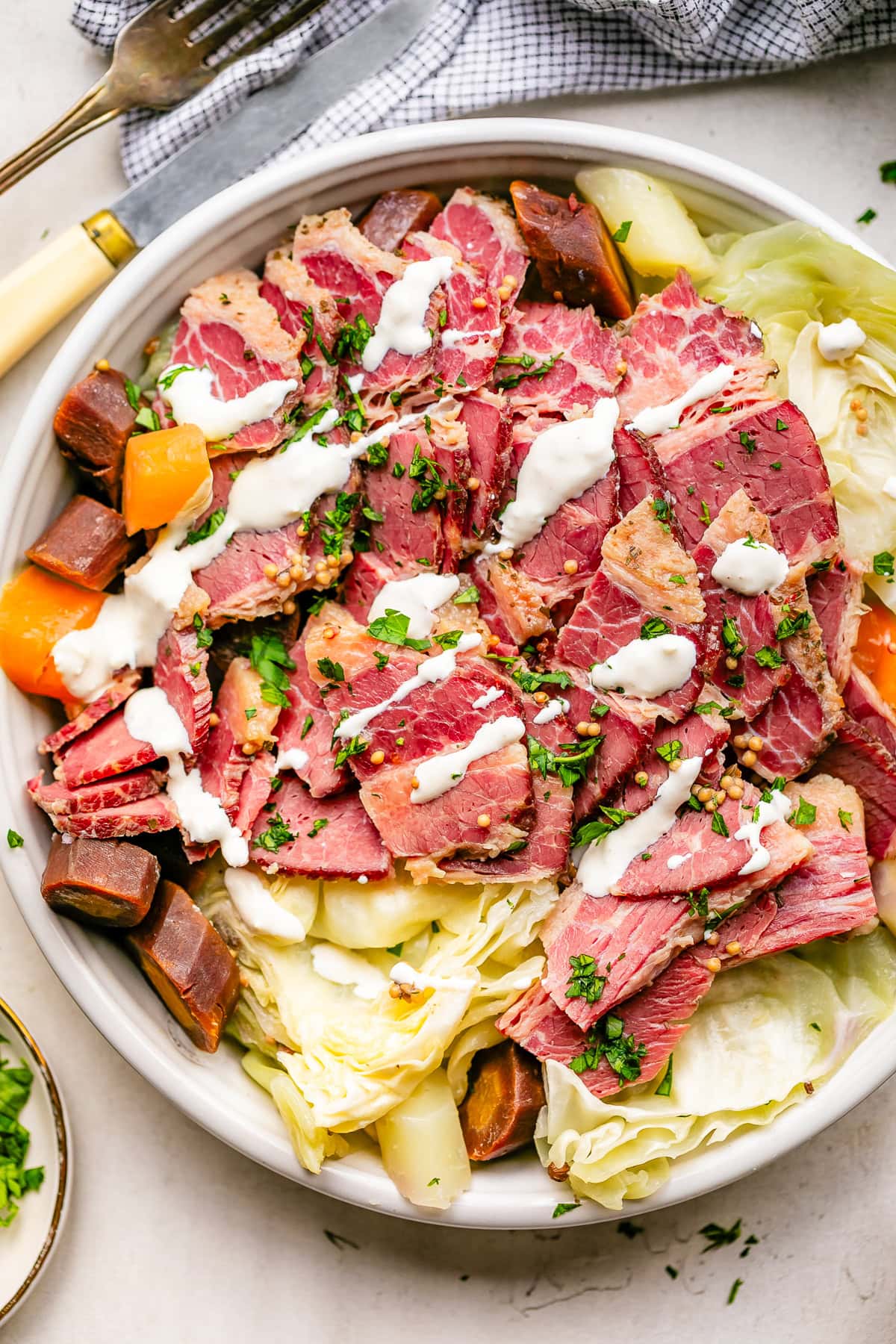 Corned Beef and Cabbage with horseradish sauce