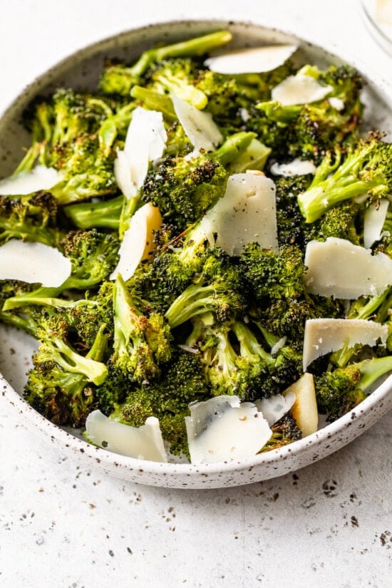 Roasted Broccoli with shaved Parmesan