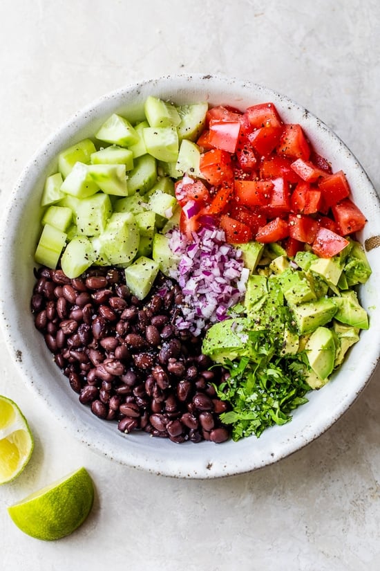 Black Bean, Avocado, Cucumber, and Tomato Salad