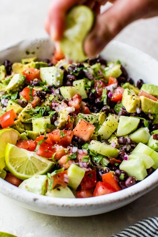 Black Bean, Avocado, Cucumber, and Tomato Salad