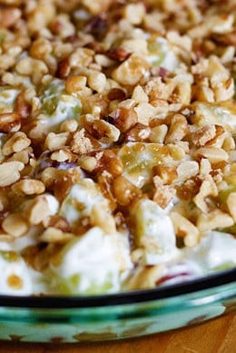 Warning! This dessert is highly addictive and hard to stop eating! Don't be fooled by the humble ingredients, this is easy to make, very refreshing, and is perfect to bring to a BBQ. Truthfully, the first time I heard of this grape dessert, the ingredients did not appeal to me. But when I tasted it, OMG! This is one of those recipes you'll be making again and again and chances are you probably have all the ingredients in your kitchen. Easily doubles for more people.