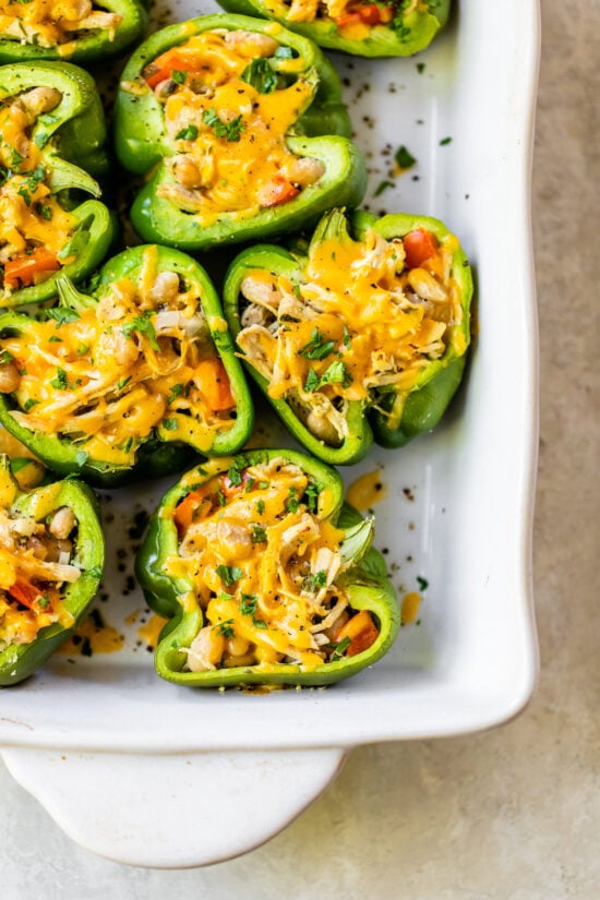 Chicken and White Bean Stuffed Peppers