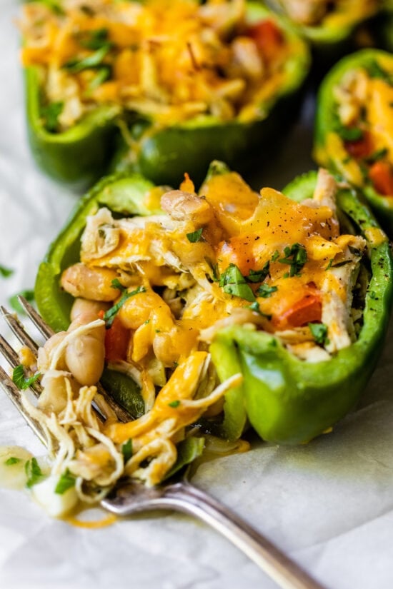 Chicken and White Bean Stuffed Peppers