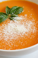 Fresh summer "Oh My God That Was Good" tomato bisque. Although you don't typically think of having tomato soup in August, I think it's the perfect time to make it.