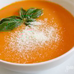 Fresh summer "Oh My God That Was Good" tomato bisque. Although you don't typically think of having tomato soup in August, I think it's the perfect time to make it.