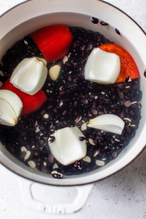 pot with black beans