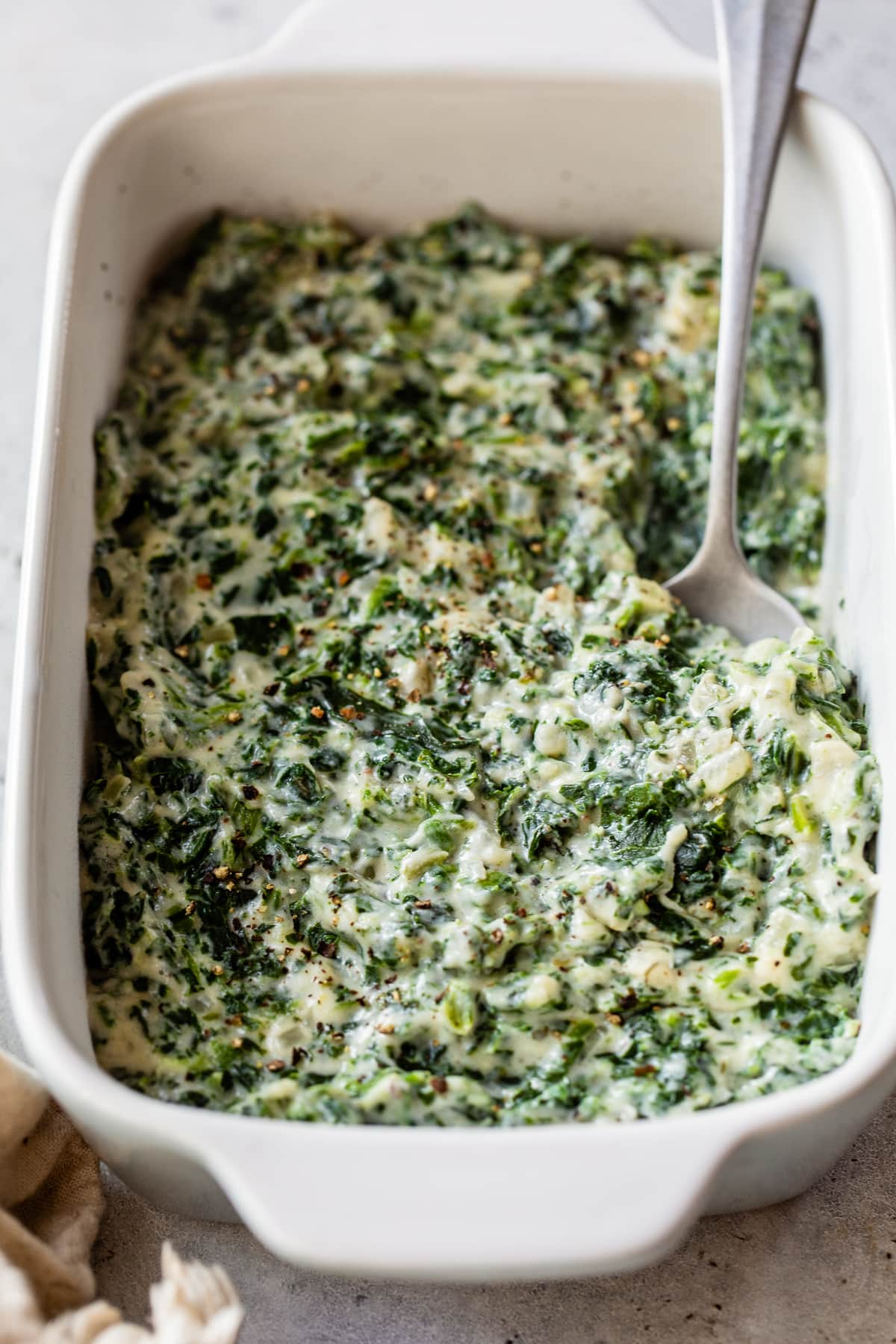Creamy Spinach in a dish.