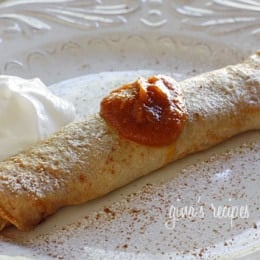 The taste of pumpkin pie for breakfast without the guilt? Every bite of these low fat crepes seasoned with cinnamon and pumpkin spice, topped with pumpkin butter will fill your palate with the taste of Autumn.