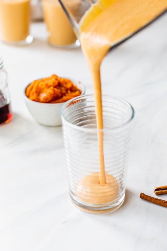 Pumpkin Smoothie being poured into a glass