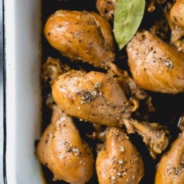 Chicken braised in vinegar and soy sauce.