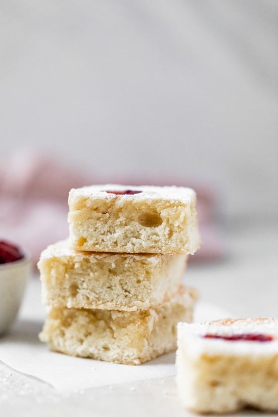 Strawberry Squares, these delicious baked treats are easy to make, feel free to use your favorite pie filling flavor!