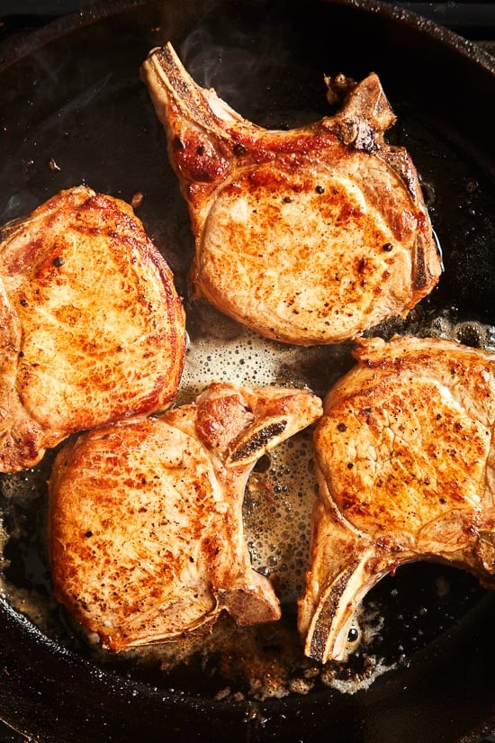 These Pork Chops with Mushrooms and Shallots are juicy and flavorful, perfect for weeknight dinner!