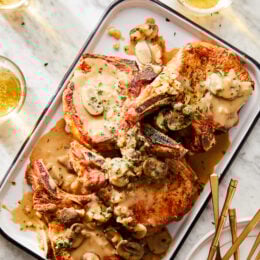 These Pork Chops with Mushrooms and Shallots are juicy and flavorful, perfect for weeknight dinner!