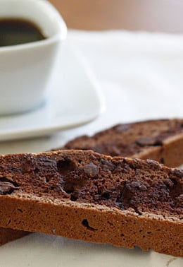 If you're a chocolate lover, then these chocolate chocolate chip biscotti cookies are the perfect grown up cookie.