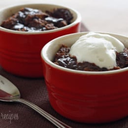 Warm chocolate bread pudding with chunks of dark chocolate, reserve this treat for a special occasion... Valentine's Day perhaps?