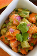 Papaya, avocados, lime juice and cilantro – this luscious tropical salad will make you feel like you are in the sunny Caribbean.