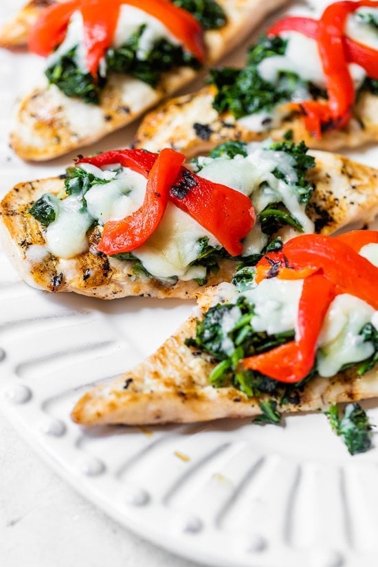 Grilled Chicken with Spinach and Melted Mozzarella