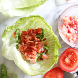 Skip the bread and enjoy all the flavors you love in a BLT, without all the carbs in these easy lettuce wraps! So easy and seriously satisfies my BLT cravings. Add some avocado if you wish!