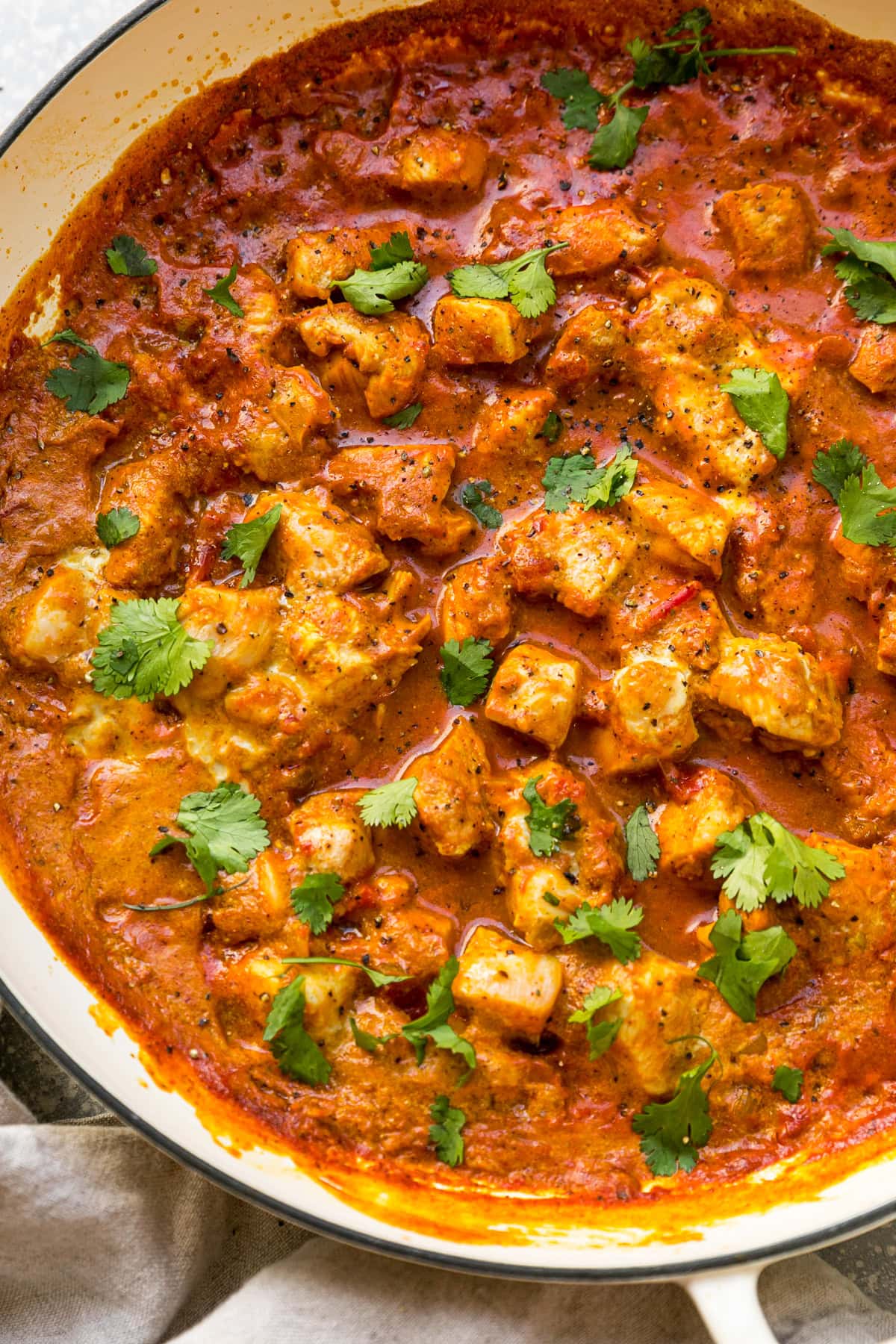 Chicken Tikka Masala in a skillet.
