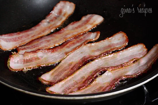 Bacon cooking in a skillet