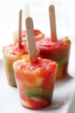 Freezing fresh fruit with a splash of juice makes for a fresh and healthy snack. Use whatever fruit you're heart desires. A perfect summer treat!