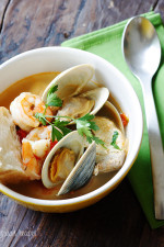 A great tasting hearty seafood and shellfish soup made with halibut, littleneck clams and shrimp. Serve this with a crusty piece of bread and you have yourself a complete meal.