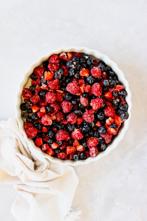 place fruit in an ungreased dish.