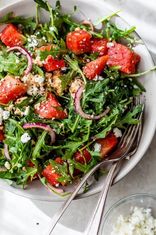 Watermelon Arugula and Feta Salad