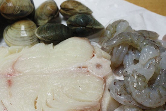 A great tasting hearty seafood and shellfish soup made with halibut, littleneck clams and shrimp. Serve this with a crusty piece of bread and you have yourself a complete meal.