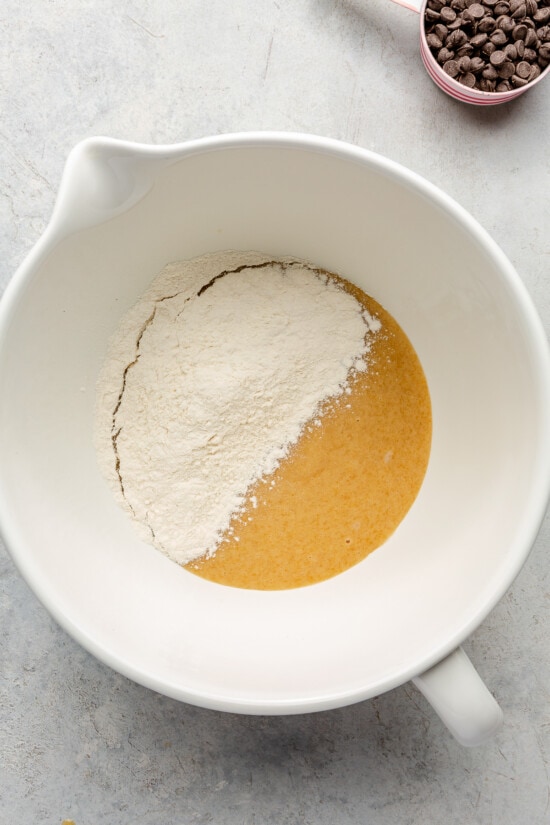 combine wet and dry ingredients