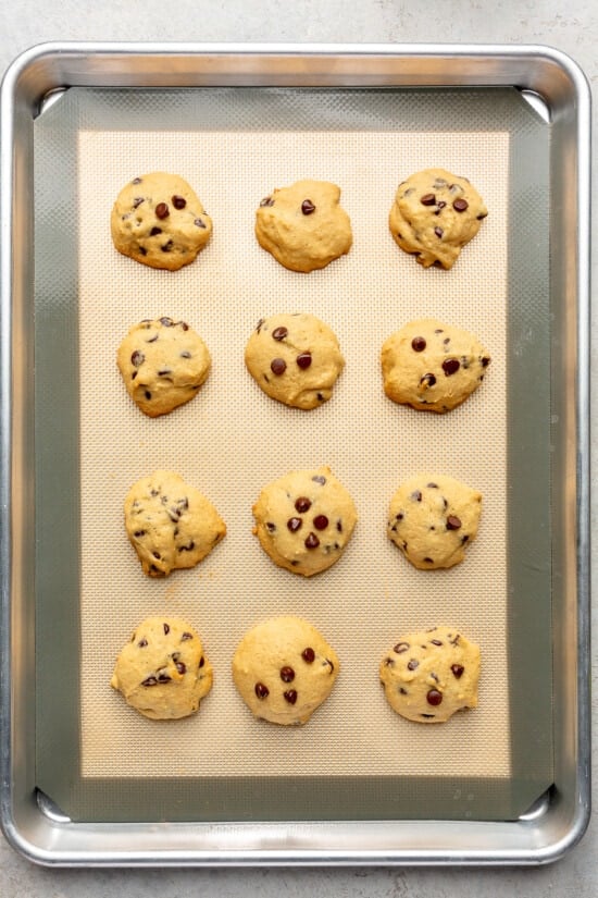 Chocolate Chip Cookies on a baking sheet
