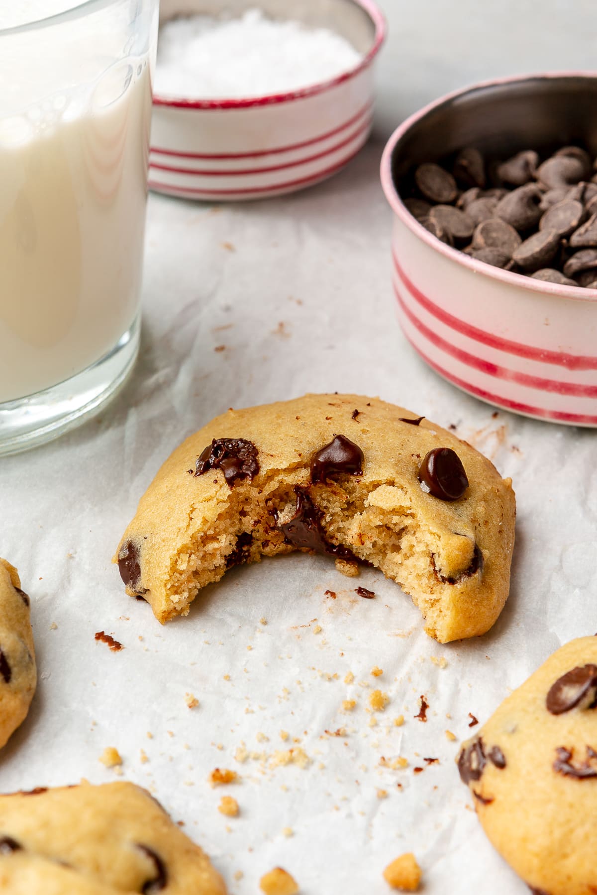 chocolate chip cookies and milk