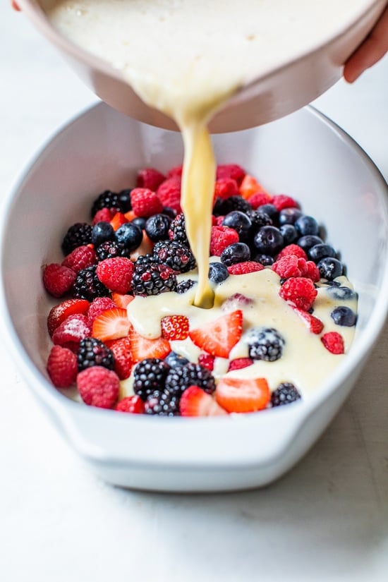 making a berry custard.