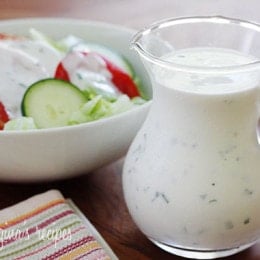 A creamy low-fat ranch dressing made with buttermilk and fresh herbs. Perfect to serve with end-of-summer garden vegetables!