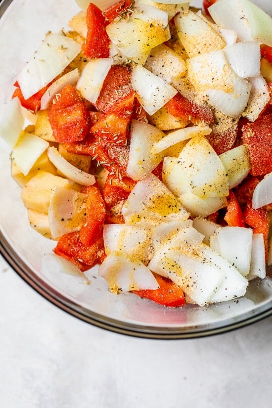 One Pan Roasted Potatoes Sausage and Peppers is one of my favorite, fuss-free sheet pan dinners. Perfect for weeknights and bonus points for easy cleanup!