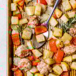 One Pan Roasted Potatoes Sausage and Peppers is one of my favorite, fuss-free sheet pan dinners. Perfect for weeknights and bonus points for easy cleanup!