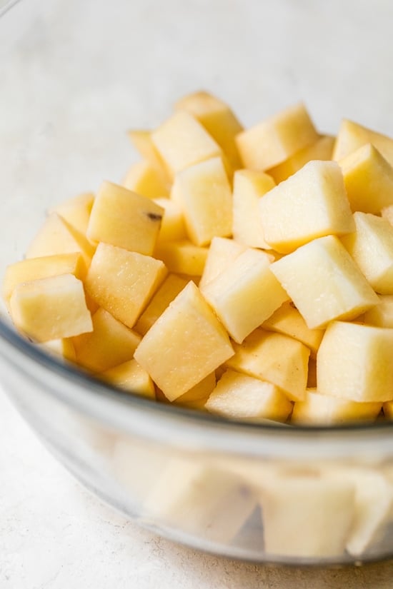 diced potatoes in a bowl
